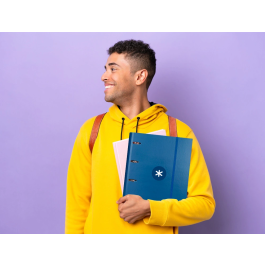 Antartik Carpeta con Recambio A4, 4 Anillas 40mm Redondas, Cuadro 5mm, 90gr, Azul Marino