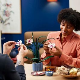 LEGO 10311 Orquídea Artificial para Construir - Kit de Flores Blancas y Rosas con Jarrón Azul para Decoración del Hogar Adultos