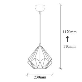 OPV-521SHN3392 Lámpara Colgante Kuantan Estilo Nórdico Diamond Negro 1xE27 Sin Bombilla