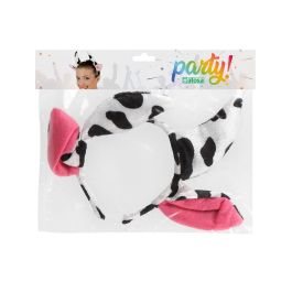 Diadema con Cuernos y Orejas de Vaca Blanco y Negro para Disfraces y Fiestas Temáticas Infantil/Adulto