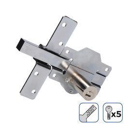 Edm Cerrojo de seguridad color níquel con 5 llaves, perno, 83 x 170 mm Ø 26 mm