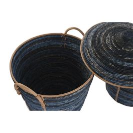 Cesta Boho DKD Home Decor Azul Negro 51 x 65 x 51 cm Set de 3