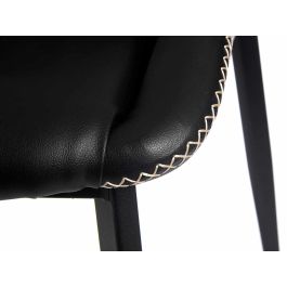 Sillón Negro Clásico Liso con Borde Trenzado Giftdecor 50x87x61 cm - Polipiel y Acero (2 Unidades) Sillón Negro Clásico Liso con Borde Trenzado Giftdecor 50x87x61 cm - Polipiel y Acero (2 Unidades)