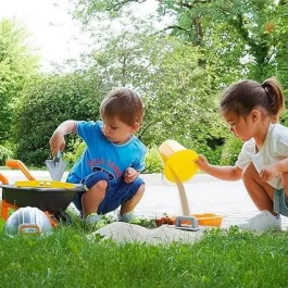 Ecoiffier Pack de Albañilería Super 496 - Carretilla 50 cm, Artesa, Llana, Nivel, Cubo, Metro y Casco. Juguete para mayores de 18 meses.