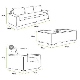 DKD Home Decor Sofá Terraza y Jardín Ratán Exterior Marrón Claro Beige 222 x 85 x 80 cm Set 4 Piezas