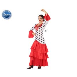 Disfraz Flamenca Sevillana Blanco Rojo Mujer Adulto XXL Disfraz Flamenca Sevillana Blanco Rojo Mujer Adulto XXL