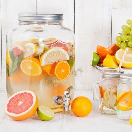 Home Deco Factory Dispensador Bebida 8 L Colección Essentiel Cristal con Grifo Tapa Metal