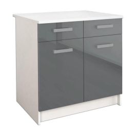 START Base de cocina L 80 cm con encimera incluida - Gris brillante START Base de cocina L 80 cm con encimera incluida - Gris brillante