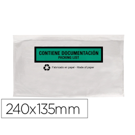 Q-connect Sobre Autoadhesivo Portadocumentos Multilingüe 240x135 mm sin Ventana Paquete 100 Unidades