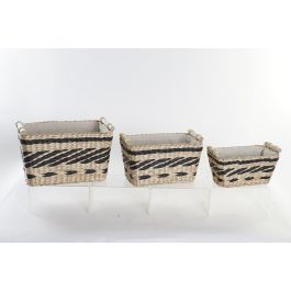 DKD Home Decor Cesta Colonial Set de 3 Fibra Poliester Natural Gris Oscuro 26 x 24 x 38 cm Precio: 31.98756. SKU: S3028972