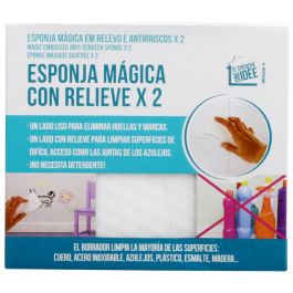 Je cherche une Idee Juego de 2 Esponjas Mágicas Doble Cara para Eliminar Manchas y Limpiar Juntas de Azulejos 12x7 cm