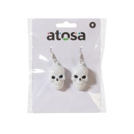 Pendientes Calavera Luz Led Plateados Halloween
