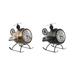 DKD Home Decor Reloj Sobremesa Loft Dorado Negro Metal Pvc Helicopter 2 Unidades 23 x 24 x 18 cm