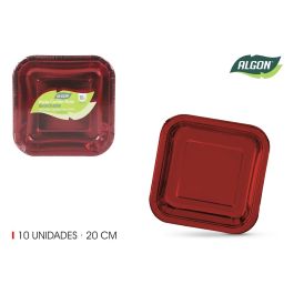 Set de 10 platos de cartón rojo cuadrados 20 cm Algon (18 Unidades) Precio: 14.49999991. SKU: B1HHPG7MG7