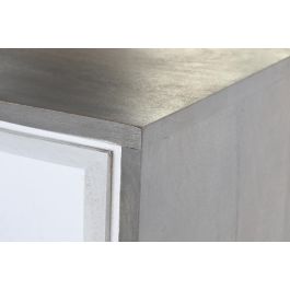 DKD Home Decor Aparador Moderno Colección Cruz Rombo Blanco Dorado de Mango y Latón Hecho a Mano, 2 Puertas, 2 Estantes, 93x41x114 cm