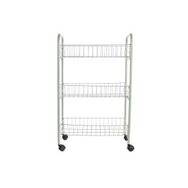 DKD Home Decor Frutero Vintage Verde Menta, 3 Cestas, con Ruedas, Desmontable, de Metal y PP, 62 cm Alto (40 cm Ancho x 26 cm Largo)