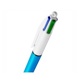 Bic Bolígrafo 4 Colores Shine Silver Cuerpo Blanco-Azul Metálico Caja 12 Ud