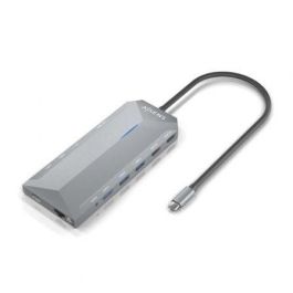 AISENS - USB-C DOCK 12 EN 1, USB-C A 2XHDMI, 1XRJ45, 3XUSB-A, 2XUSB-C, 1XUSB-C PD, 1XAUDIO, 1XSD, 1XMICRO SD, GRIS, 15CM