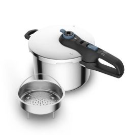 Tefal Olla a presión 6 L, Inducción, Acero inoxidable, 2 programas, Cocción al vapor, Made in France, Secure Trendy P2580700