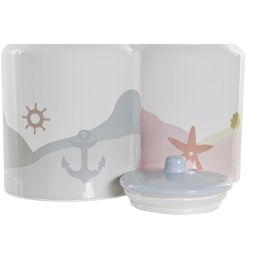 DKD Home Decor Solpor Bote Mediterraneo Azul Rosa Palo Dolomita 15 x 22 x 15 cm (2 Unidades)