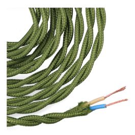 Edm Cable Textil Trenzado H03VV-F 2 x 0,75 mm² Verde, 5 m