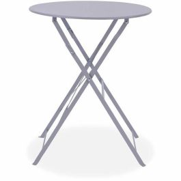 Juego de Bistro de Jardín Plegable en Acero Gris - Conjunto con Mesa (60x71 cm) y 2 Sillas (42x46x82 cm)