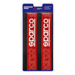 Sparco SPC1208RD Juego de 2 Almohadillas Acolchadas para Cinturón de Seguridad Diseño Deportivo Rojas y Negras - Confort Extra y Antirozaduras