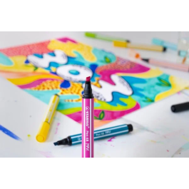 Stabilo 768/04-21 Estuche Arty con 4 colores - Rotulador Premium con punta biselada Pen 68 MAX