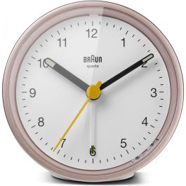 Braun BC 12 PW Reloj despertador analógico de cuarzo, redondo, rosa-blanco, con alarma y retroiluminación