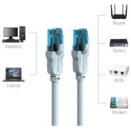 Vention VAP-A10-S500 Cable de Red Ethernet RJ45 UTP Cat.5e 5m 100Mbps con Contactos Dorados 8P8C y Antiinterferencias Azul y Negro