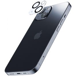 Cellularline Protector de Lente de Cámara para iPhone 15 / 15 Plus, Vidrio Templado Transparente, Resistente a Golpes y Rayones