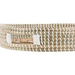 DKD Home Decor Bandeja Decorativa Boho Natural de Seagrass y Jacinto de Agua 40x40x8 cm Set de 2 Hecha a Mano