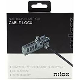 Nilox Cable de Seguridad Portátil con Combinación de 4 Dígitos, 1.8m, Acero, Negro