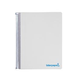 Cuaderno Espiral Liderpapel A4 Micro Wonder Tapa Plastico 120H 90 gr Cuadro 5 mm 5 Bandas 4 Taladros Color Gris