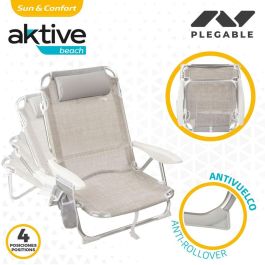 Silla Plegable con Reposacabezas Aktive Ibiza Beige 51 x 76 x 45 cm (2 Unidades) Silla Plegable con Reposacabezas Aktive Ibiza Beige 51 x 76 x 45 cm (2 Unidades)