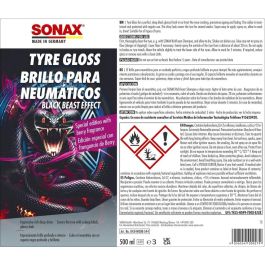 Sonax Gel Brillo Neumáticos SX04344000, Acabado Negro Brillante Duradero, Protección Caucho, Fácil Aplicación, Todo Tipo de Neumáticos, 500ml