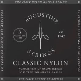 Augustine Pack 3 Juegos Cuerdas Clásica Nylon Tensión Baja para Guitarra
