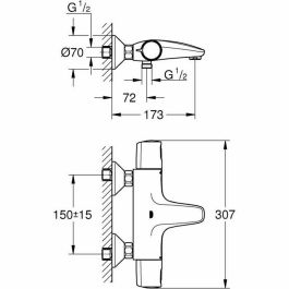 Grohe 1022162432 - Mezclador Termostático para Baño/Ducha Precision Trend - Negro Mate - Montaje Pared Visto - Ahorro Agua