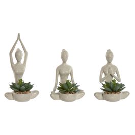 Planta Moderno DKD Home Decor Blanco Verde 12 x 25.5 x 14 cm (6 Unidades)