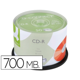 Q-connect CD-R Capacidad 700MB Duración 80min Velocidad 52x Bote 50 Unidades Precio: 11.88999966. SKU: B165BDHDY9