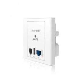 ADAPTADOR DE ENCHUFE TENDA W6 - VALIDO PARA PARED - WiFi N 300MBPS - 2XPUERTOS DE RED - 1XUSB 2.0 (CARGA) - 1XRJ11 - INCLUYE CAJA PARA EMPOTRAR