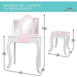 Tocador belleza de madera con lunares blanco y rosa 63x29x100 cm Tocador belleza de madera con lunares blanco y rosa 63x29x100 cm