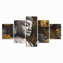 DKD Home Decor Cuadro Oriental Negro Gris Lienzo Pino 2 x 80 x 150 cm Set de 5