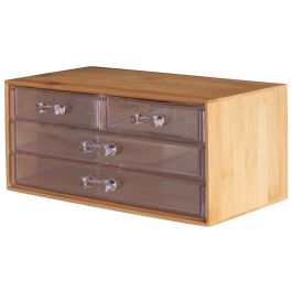 Day Cajonera con 4 Cajones de Bambú y Plástico Transparente 23.5x14.5x10.8 cm