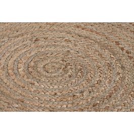 DKD Home Decor Alfombra Scandi Grein de Yute y Algodón Marrón Claro y Verde Jade 150x150 cm