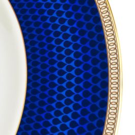 Wedgwood Plato Llano Hibiscus Blue 27 cm (4 Unidades) Apto Lavavajillas Franjas Oro 22k
