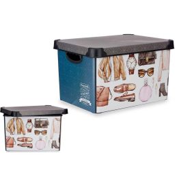 Kipit Caja Plástico 22L Estampado Vintage con Asa 30x23.5x40 cm (Set de 12) Precio: 63.58999999. SKU: S3611187