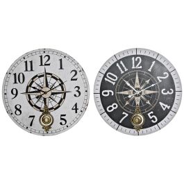 DKD Home Decor Reloj de Pared Mediterraneo Blanco Negro con Brújula. Fabricado en MDF y Metal. 58x58x4 cm (4 Unidades). Precio: 66.50000038. SKU: B1F8M8L7HJ