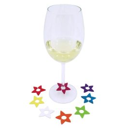 Koala Set 8 Identificadores de Copas Star de Plástico Multicolor 12,8x5x13,7 cm, Fácil Limpieza, Higiénico y Duradero, Fabricado en España