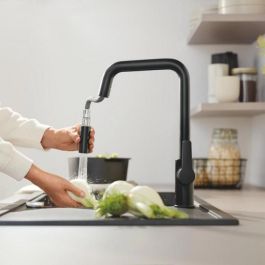GROHE 306312430 Grifo de Cocina Mezclador Monomando para Fregadero Caño Alto en U Ducha Extraíble Negro Mate Start